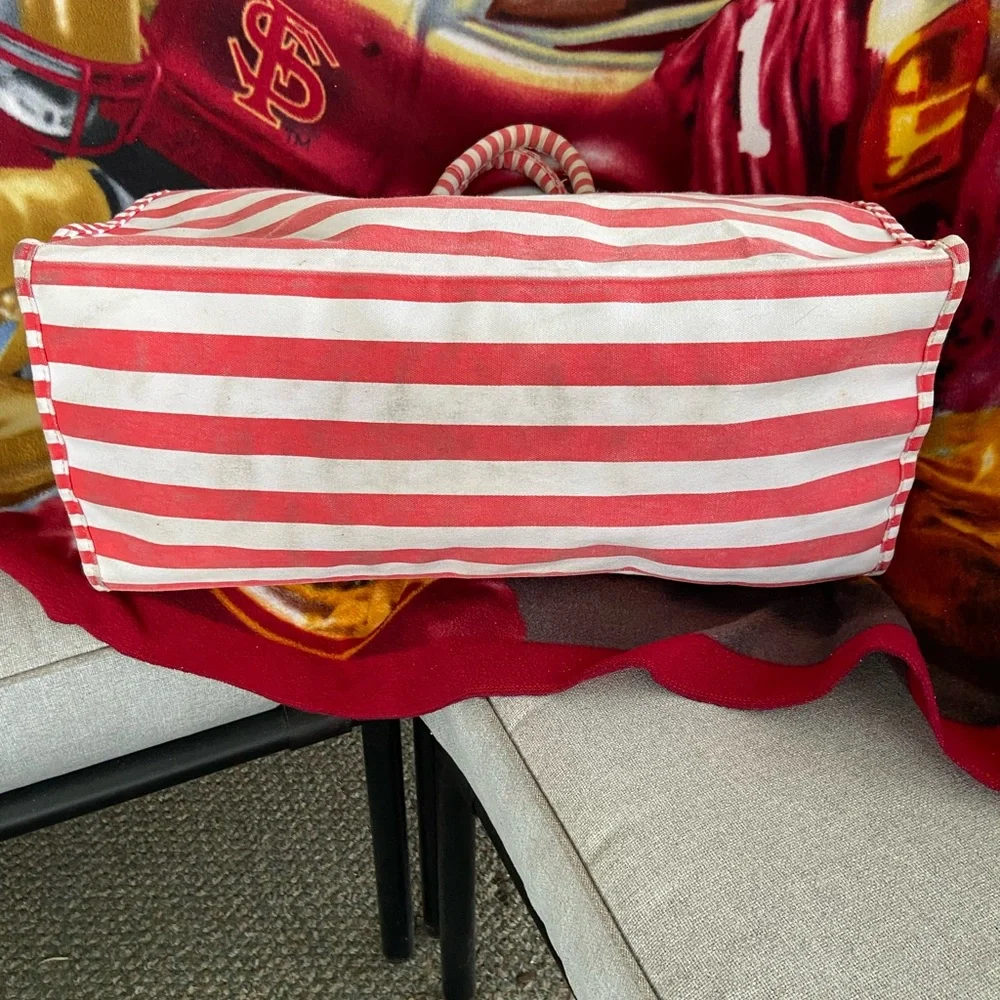Chico's Florida State University Handcrafted Red and White Striped Tote